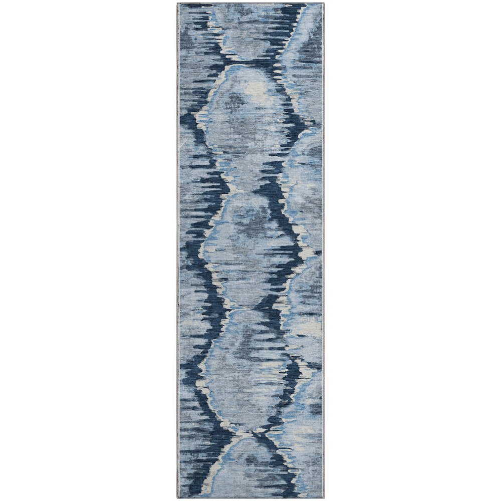 Premium Machine Washable Mayfield AMF767 Navy 2'3" x 7'6" Runner Rug. Picture 1