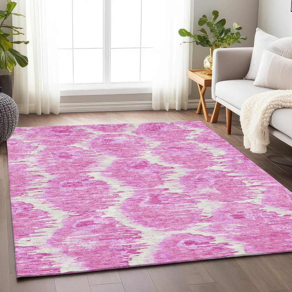 Premium Machine Washable Mayfield AMF767 Pink 2'6" x 3'10" Rug. Picture 5