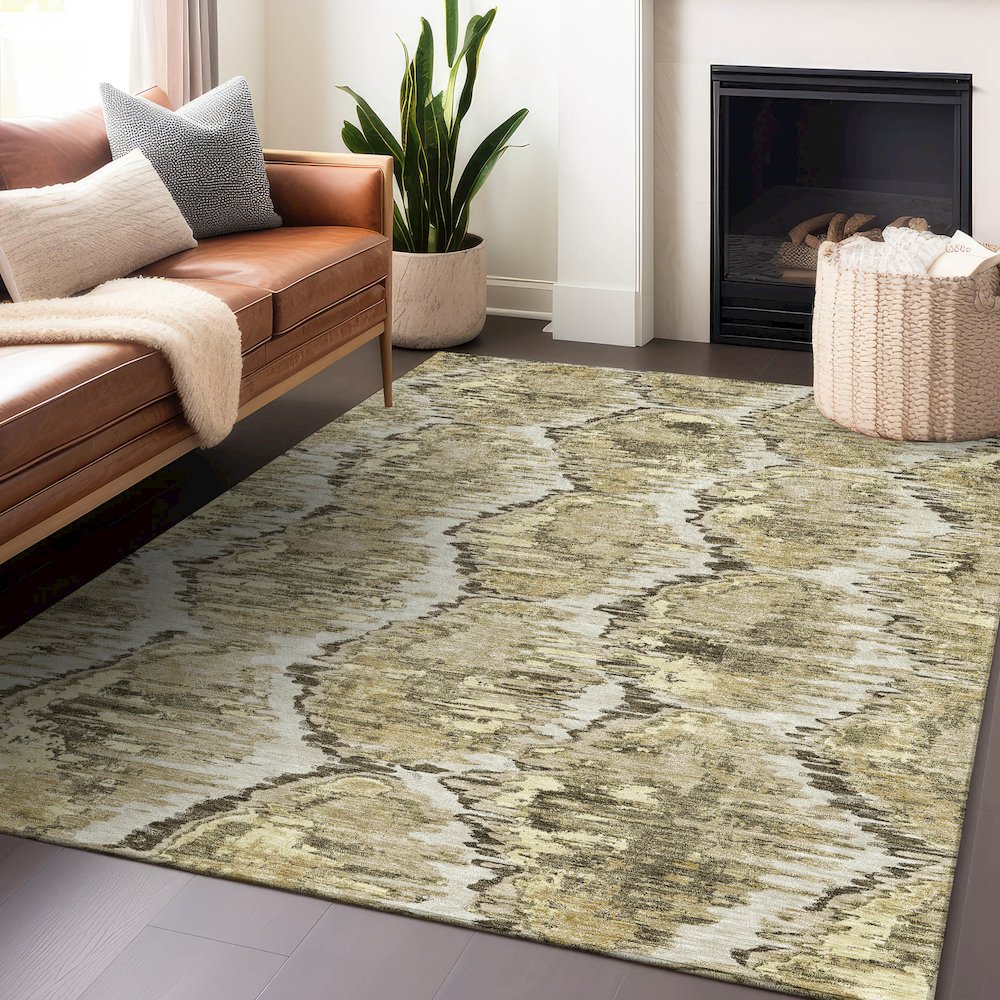 Premium Machine Washable Mayfield AMF767 Taupe 2'6" x 3'10" Rug. Picture 6