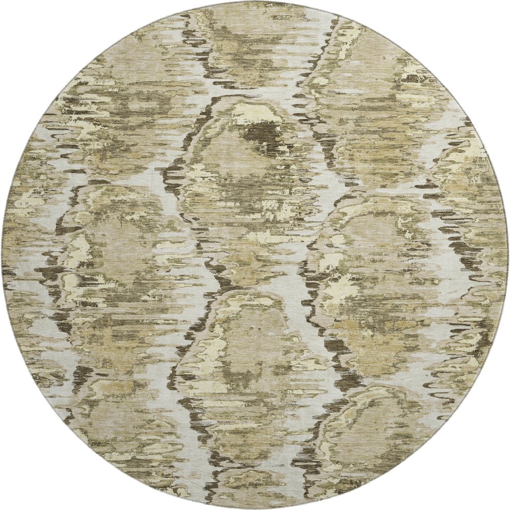 Premium Machine Washable Mayfield AMF767 Taupe 8' x 8' Round Rug. Picture 1