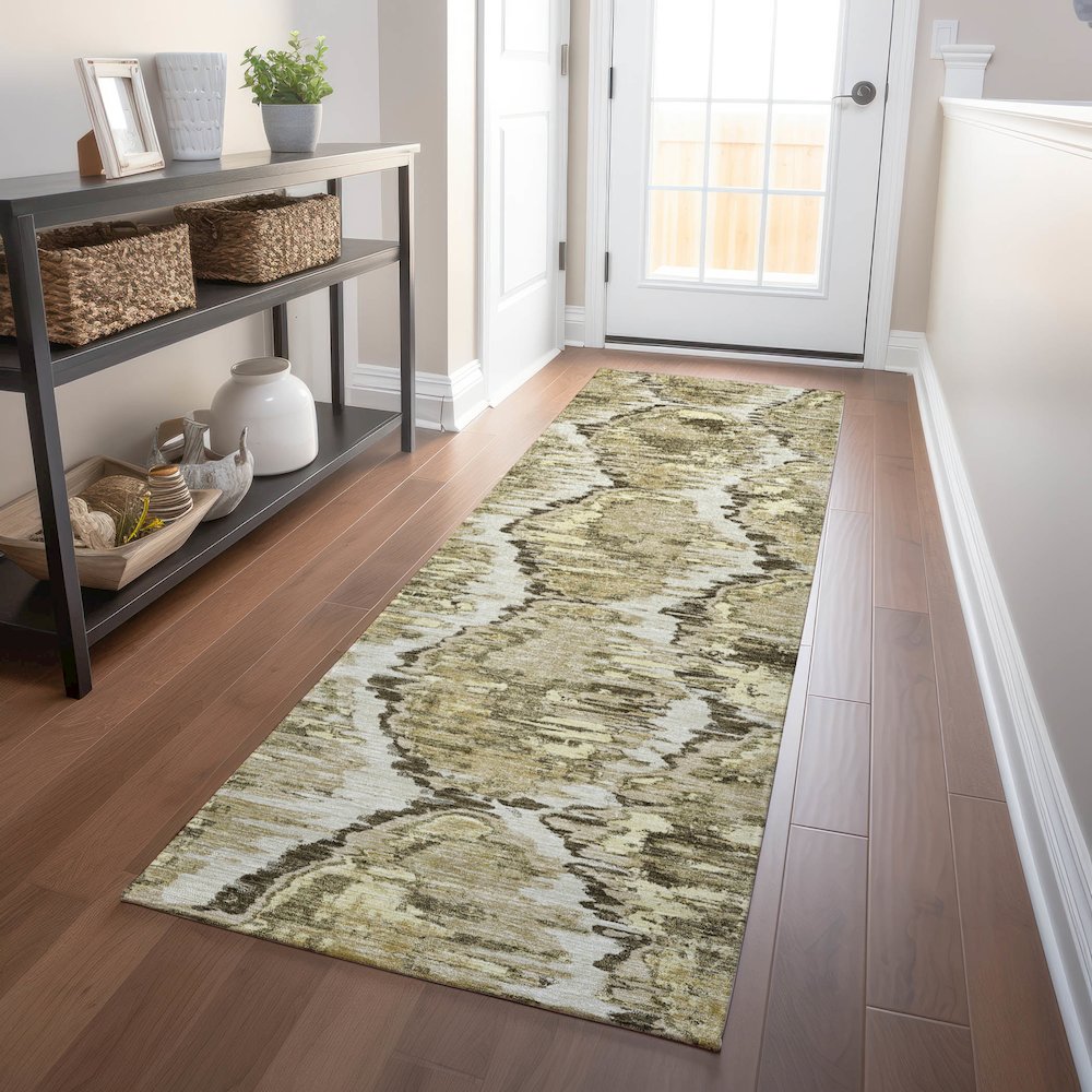 Premium Machine Washable Mayfield AMF767 Taupe 2'3" x 7'6" Runner Rug. Picture 5
