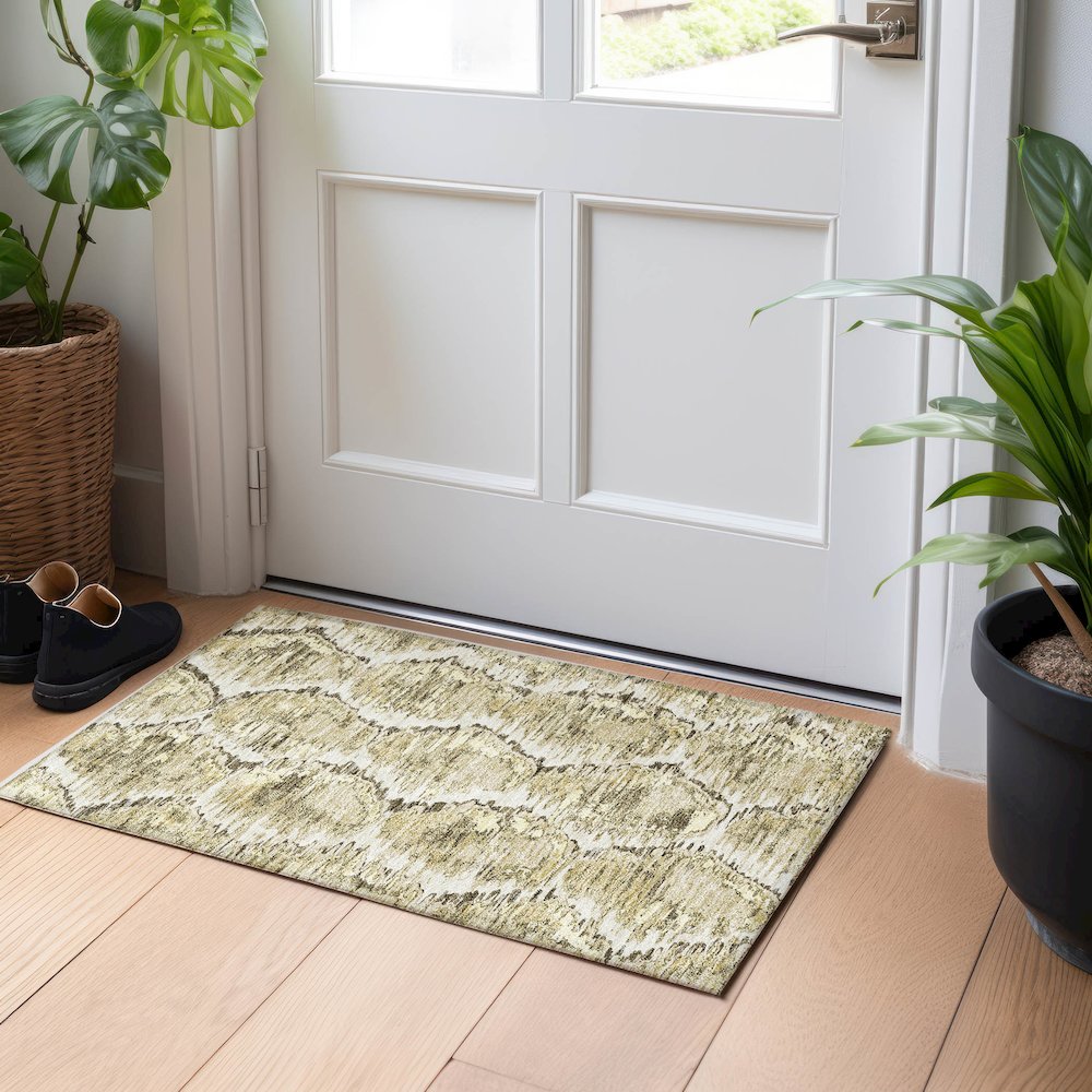 Premium Machine Washable Mayfield AMF767 Taupe 1'8" x 2'6" Rug. Picture 5