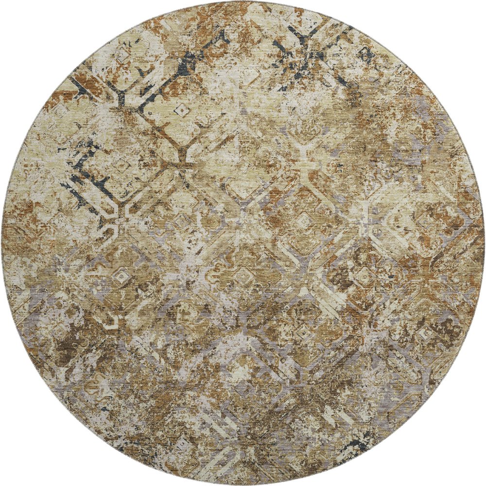 Premium Machine Washable Mayfield AMF768 Beige 8' x 8' Round Rug. Picture 1