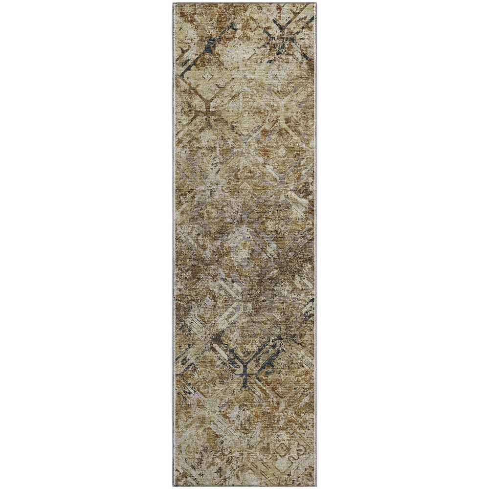 Premium Machine Washable Mayfield AMF768 Beige 2'3" x 7'6" Runner Rug. Picture 1