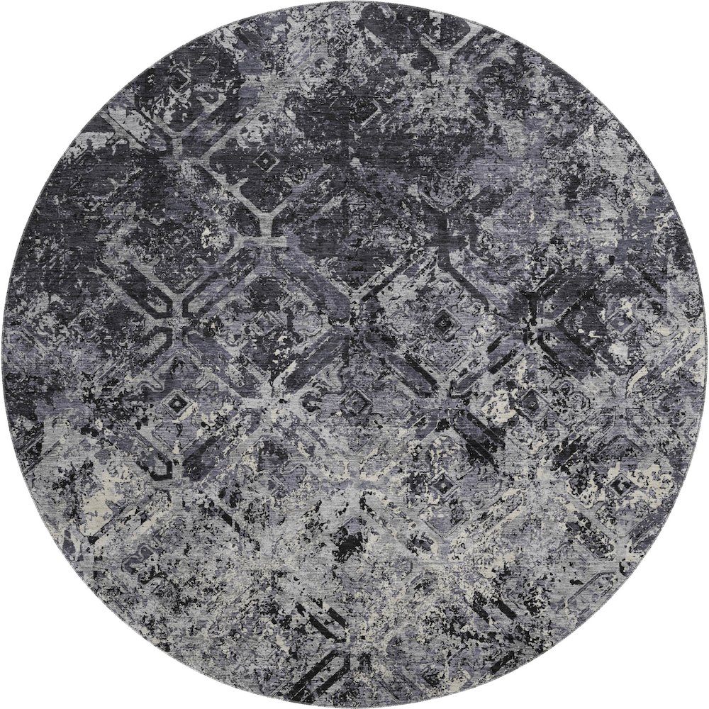 Premium Machine Washable Mayfield AMF768 Black 8' x 8' Round Rug. Picture 1