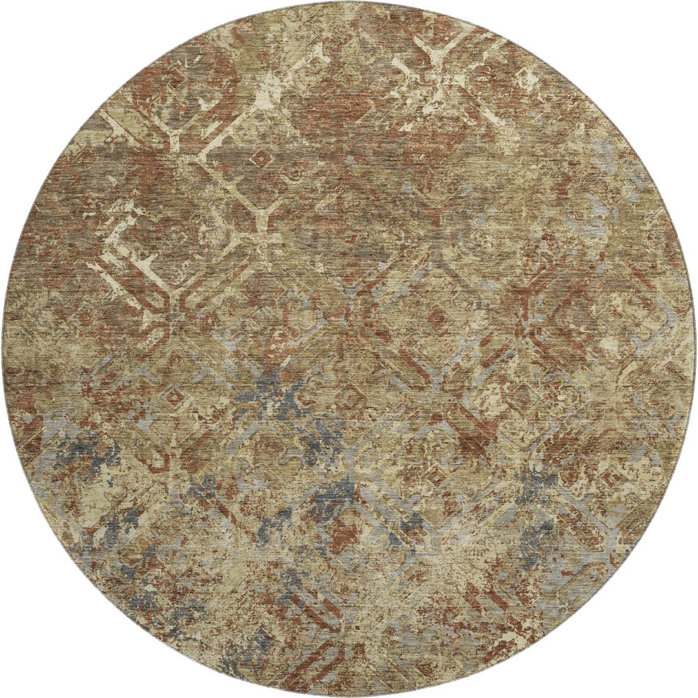 Premium Machine Washable Mayfield AMF768 Brown 8' x 8' Round Rug. Picture 1