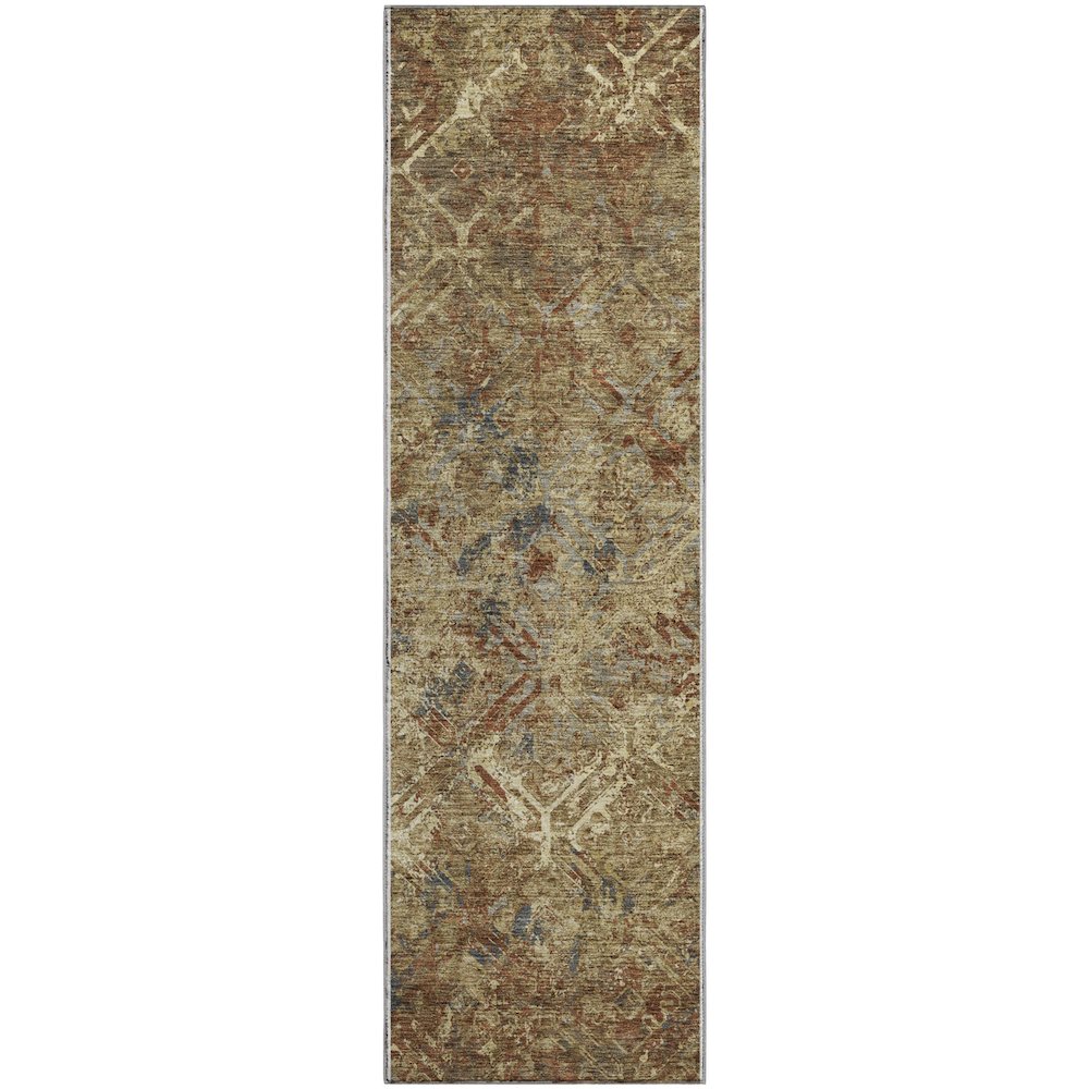 Premium Machine Washable Mayfield AMF768 Brown 2'3" x 7'6" Runner Rug. Picture 1