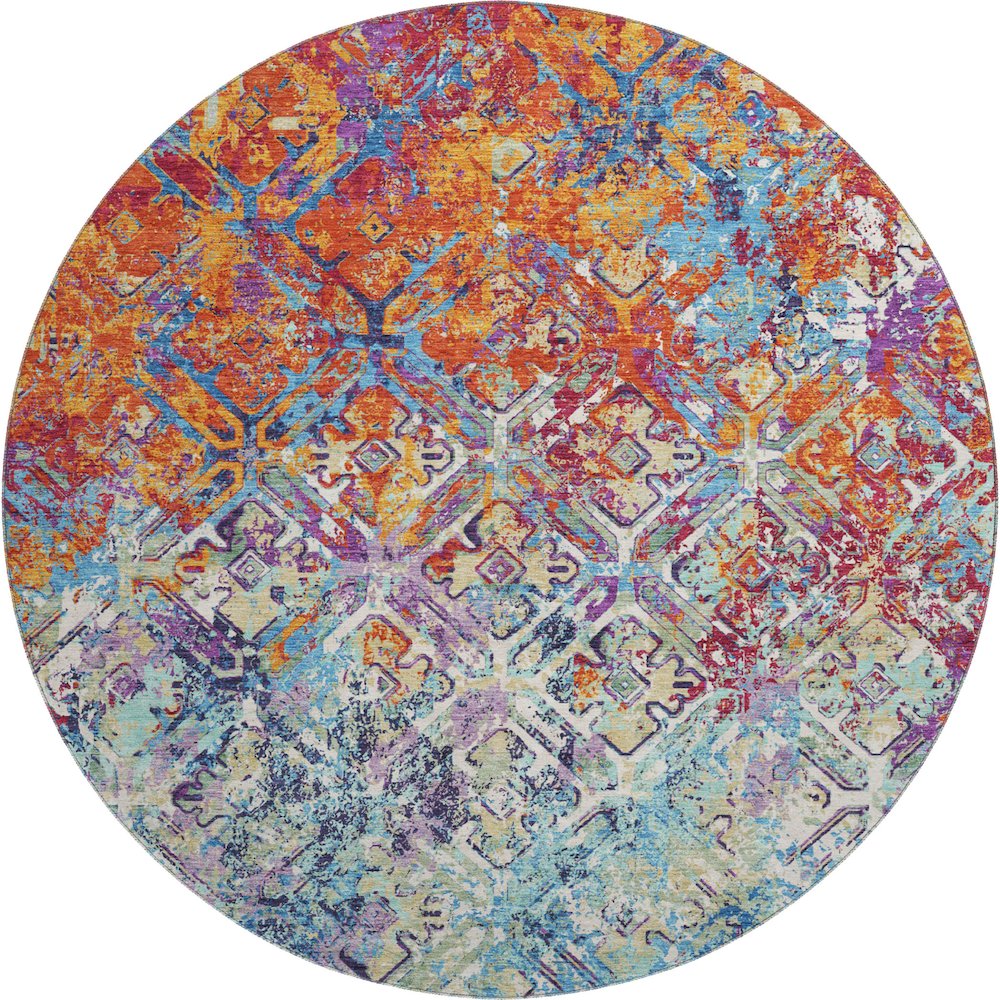 Premium Machine Washable Mayfield AMF768 Copper 8' x 8' Round Rug. Picture 1