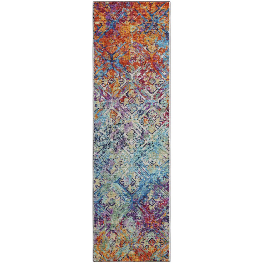 Premium Machine Washable Mayfield AMF768 Copper 2'3" x 7'6" Runner Rug. Picture 1