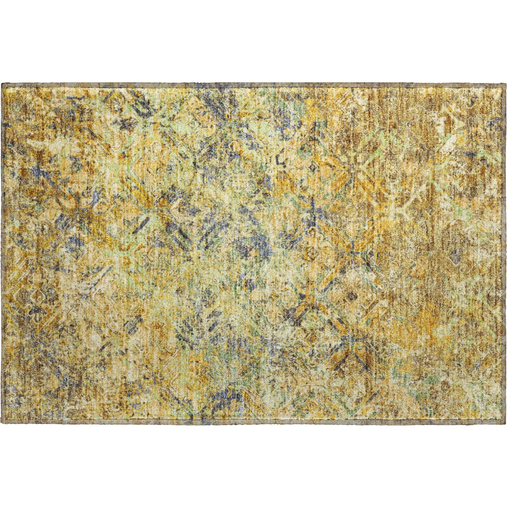 Premium Machine Washable Mayfield AMF768 Gold 1'8" x 2'6" Rug. Picture 1