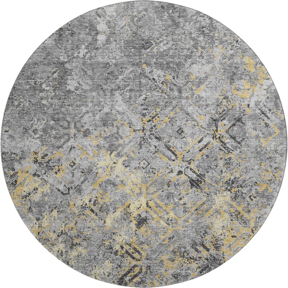 Premium Machine Washable Mayfield AMF768 Gray 8' x 8' Round Rug. Picture 1