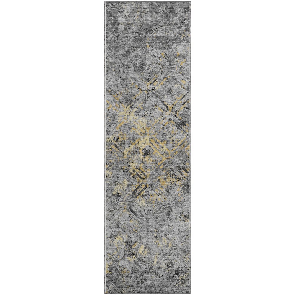 Premium Machine Washable Mayfield AMF768 Gray 2'3" x 7'6" Runner Rug. Picture 1
