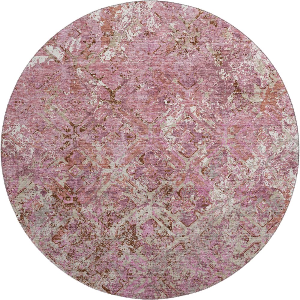 Premium Machine Washable Mayfield AMF768 Pink 8' x 8' Round Rug. Picture 1