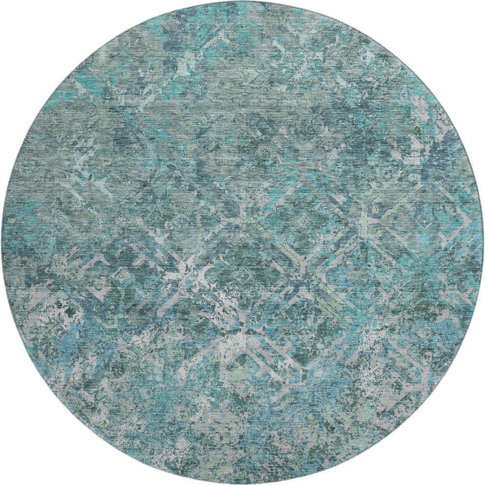 Premium Machine Washable Mayfield AMF768 Sage 8' x 8' Round Rug. Picture 1