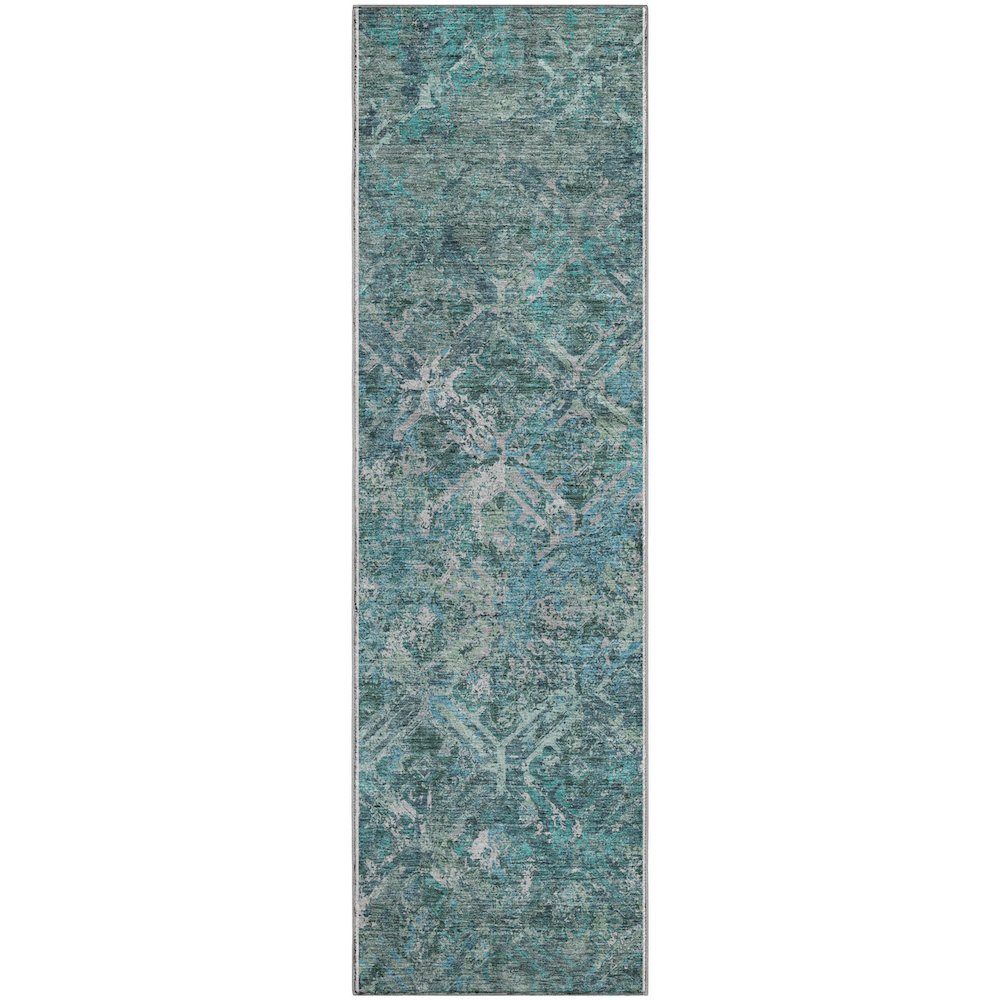 Premium Machine Washable Mayfield AMF768 Sage 2'3" x 7'6" Runner Rug. Picture 1