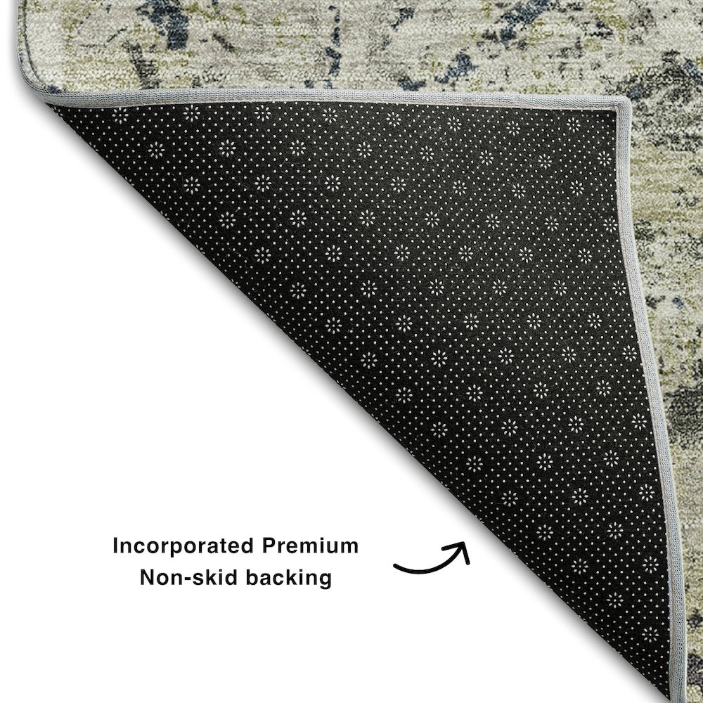 Premium Machine Washable Mayfield AMF768 Silver 1'8" x 2'6" Rug. Picture 2