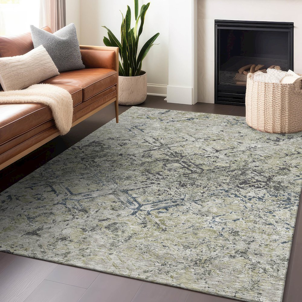 Premium Machine Washable Mayfield AMF768 Silver 2'6" x 3'10" Rug. Picture 6