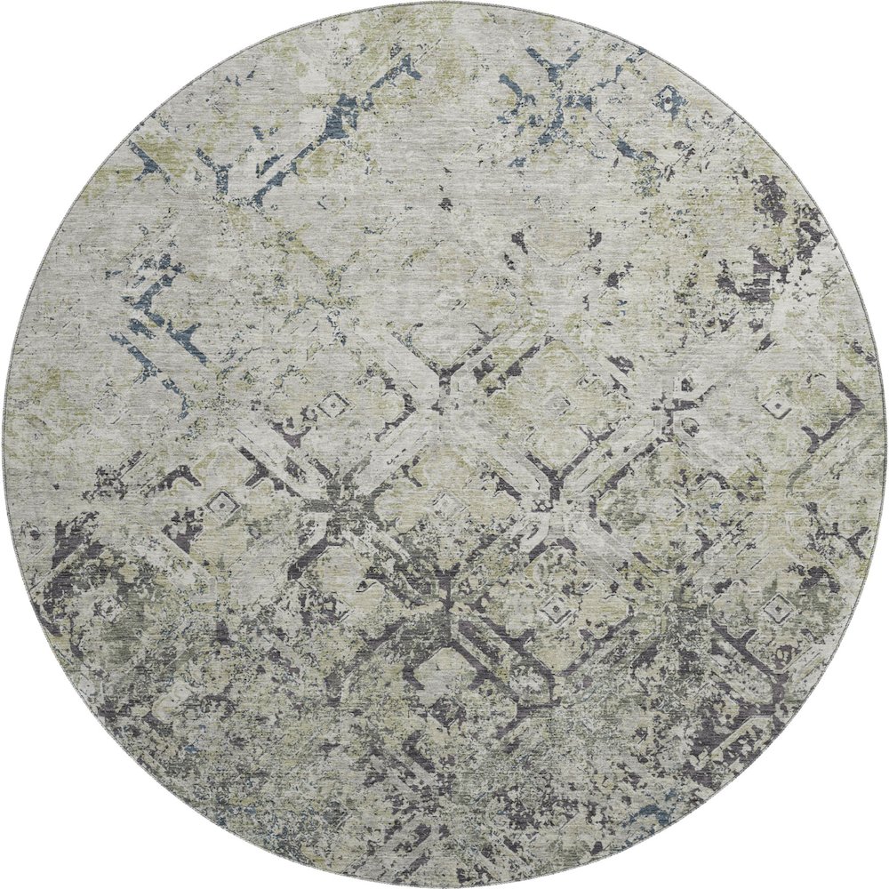 Premium Machine Washable Mayfield AMF768 Silver 8' x 8' Round Rug. Picture 1
