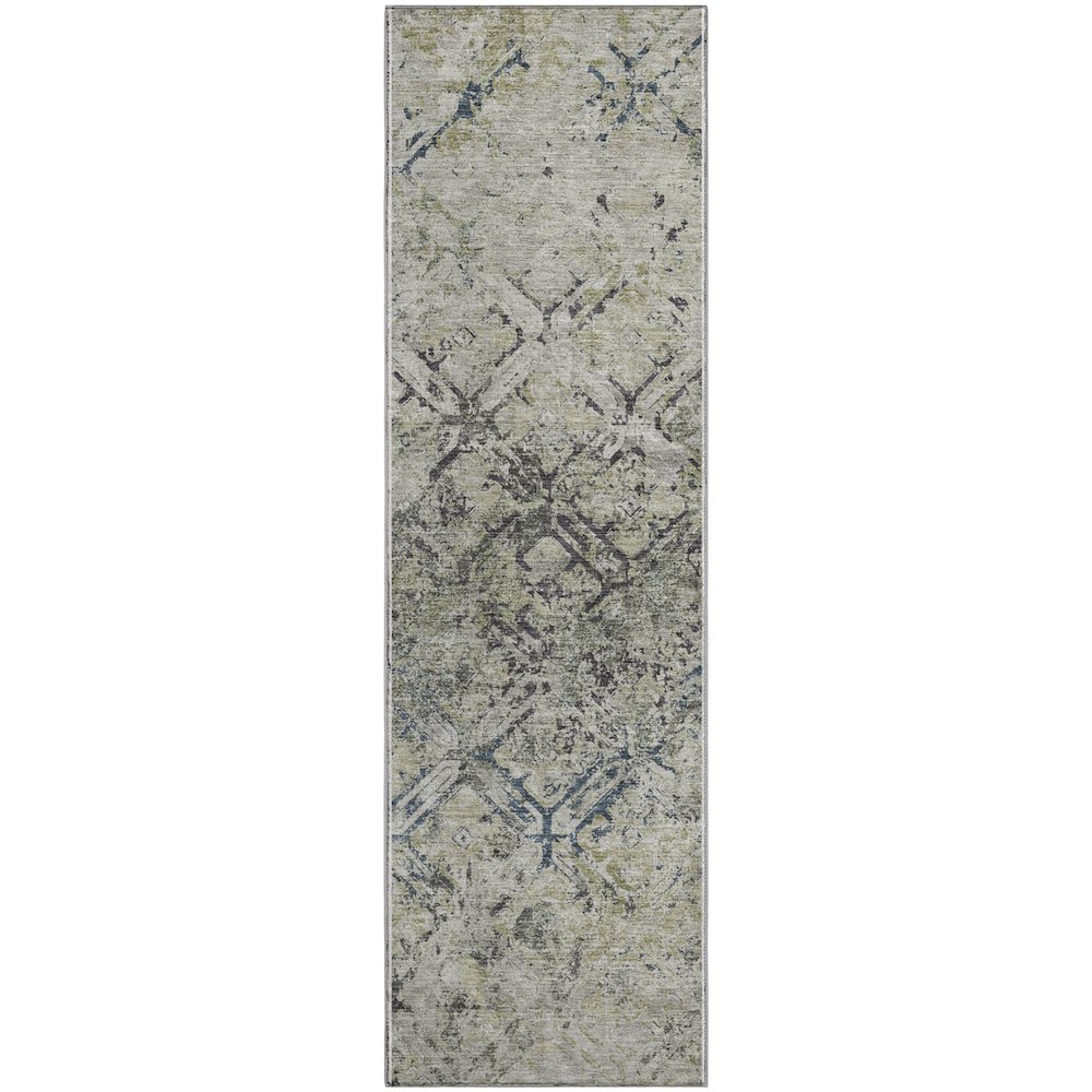 Premium Machine Washable Mayfield AMF768 Silver 2'3" x 7'6" Runner Rug. Picture 1