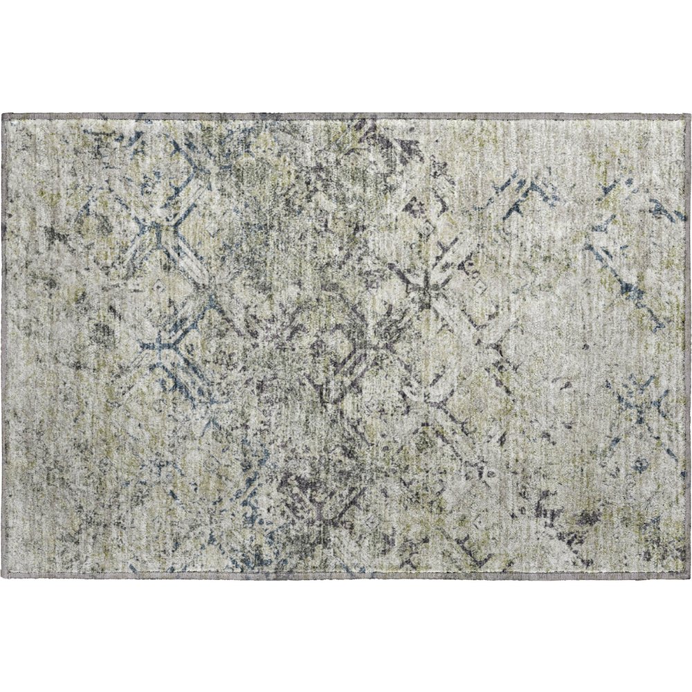 Premium Machine Washable Mayfield AMF768 Silver 1'8" x 2'6" Rug. Picture 1