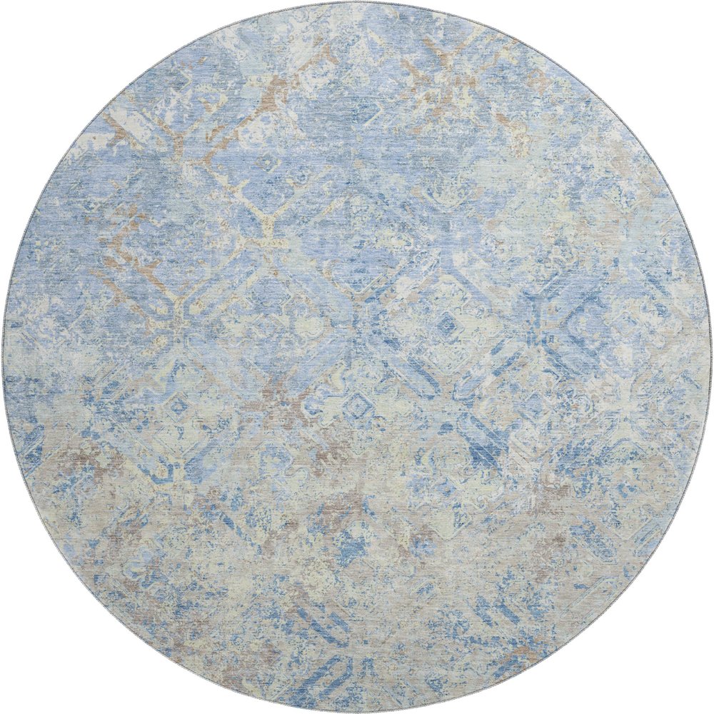 Premium Machine Washable Mayfield AMF768 Sky 8' x 8' Round Rug. Picture 1