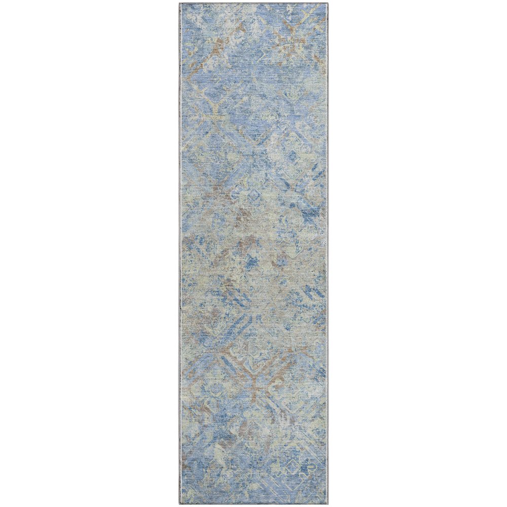 Premium Machine Washable Mayfield AMF768 Sky 2'3" x 7'6" Runner Rug. Picture 1