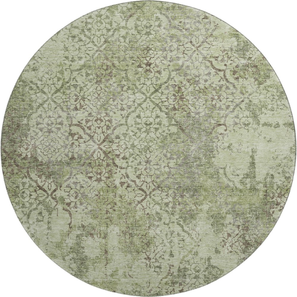 Premium Machine Washable Mayfield AMF769 Aloe 8' x 8' Round Rug. Picture 1