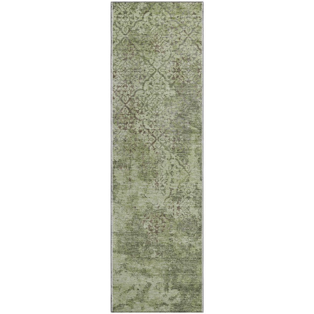 Premium Machine Washable Mayfield AMF769 Aloe 2'3" x 7'6" Runner Rug. Picture 1