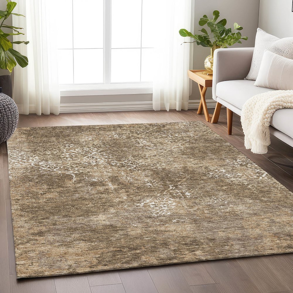 Premium Machine Washable Mayfield AMF769 Brown 2'6" x 3'10" Rug. Picture 5