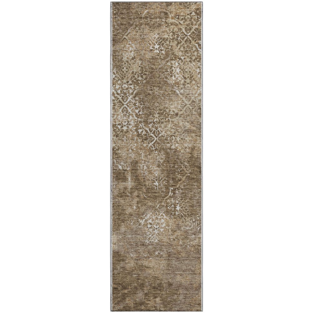 Premium Machine Washable Mayfield AMF769 Brown 2'3" x 7'6" Runner Rug. Picture 1