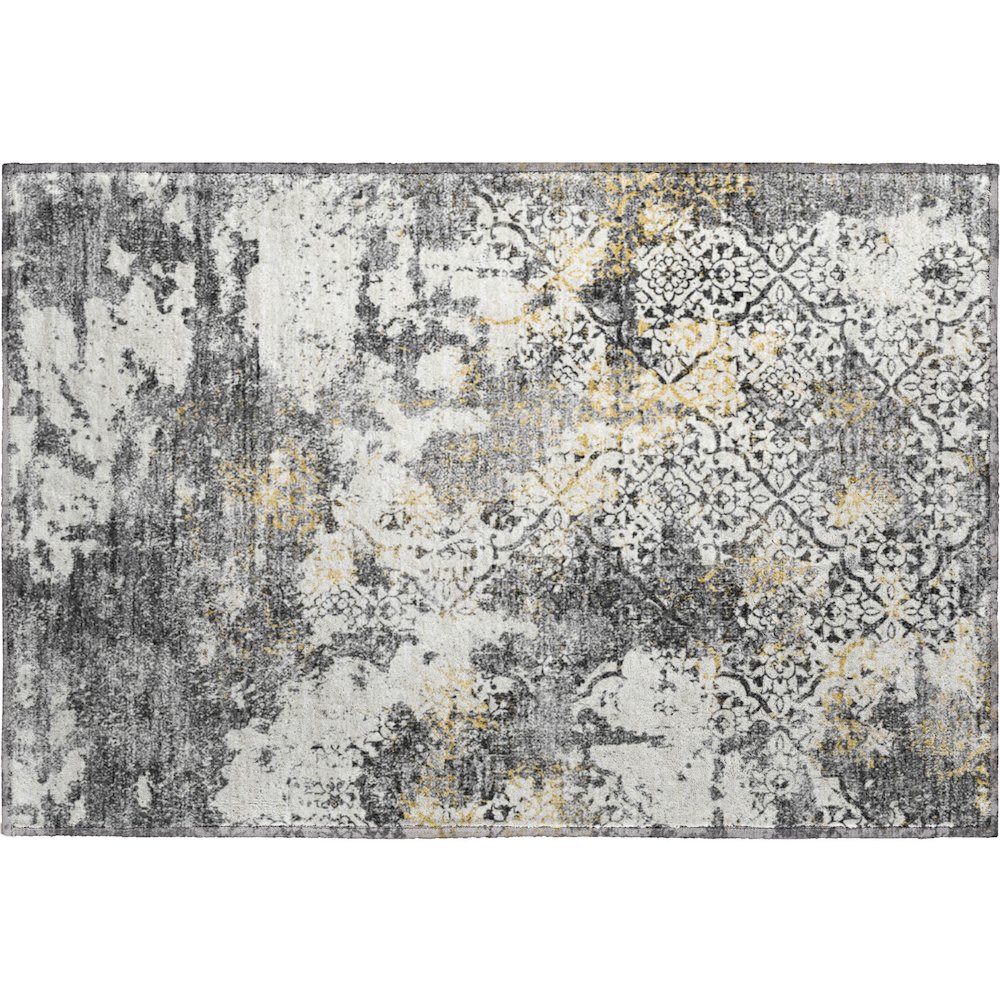 Premium Machine Washable Mayfield AMF769 Charcoal 1'8" x 2'6" Rug. Picture 1