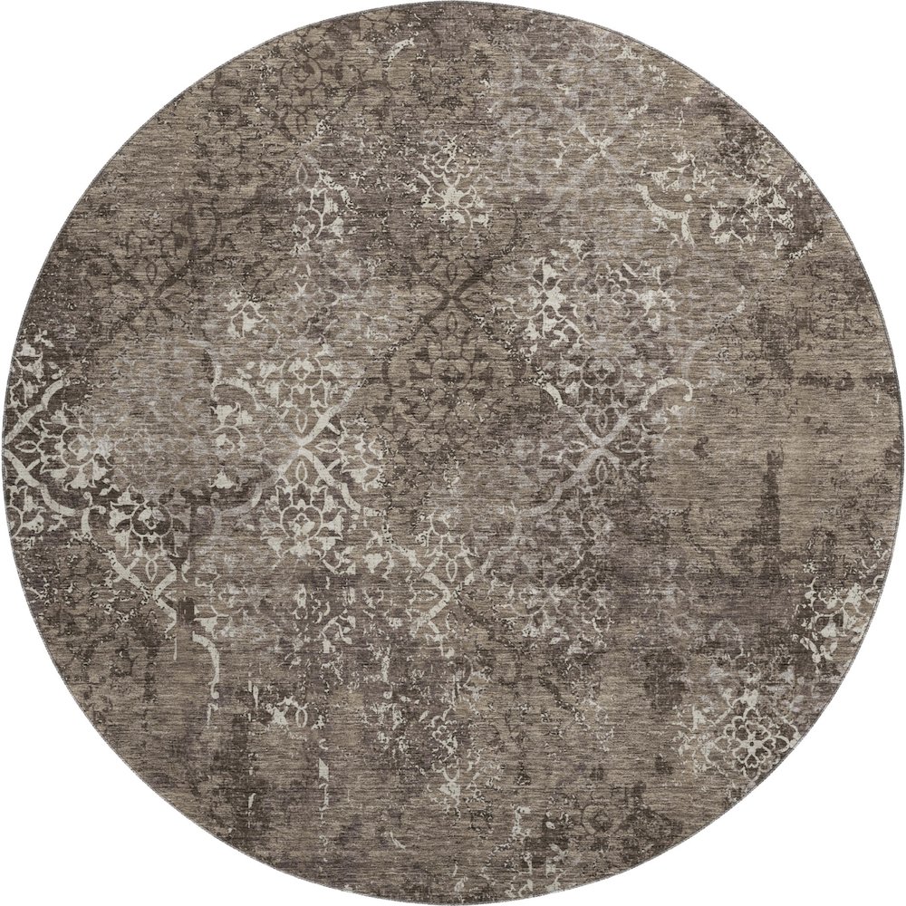 Premium Machine Washable Mayfield AMF769 Fudge 8' x 8' Round Rug. Picture 1
