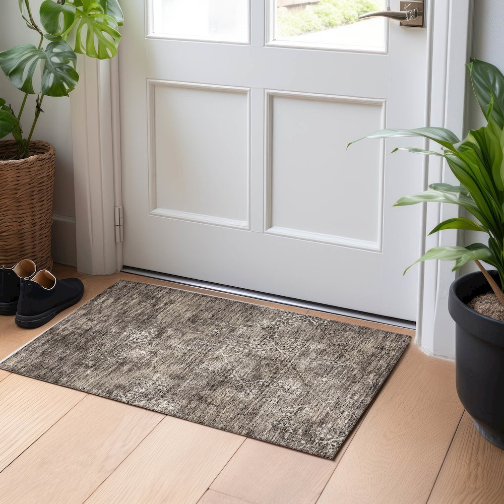 Premium Machine Washable Mayfield AMF769 Fudge 1'8" x 2'6" Rug. Picture 5