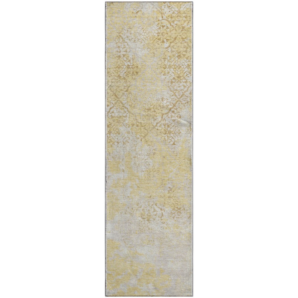 Premium Machine Washable Mayfield AMF769 Gold 2'3" x 7'6" Runner Rug. Picture 1