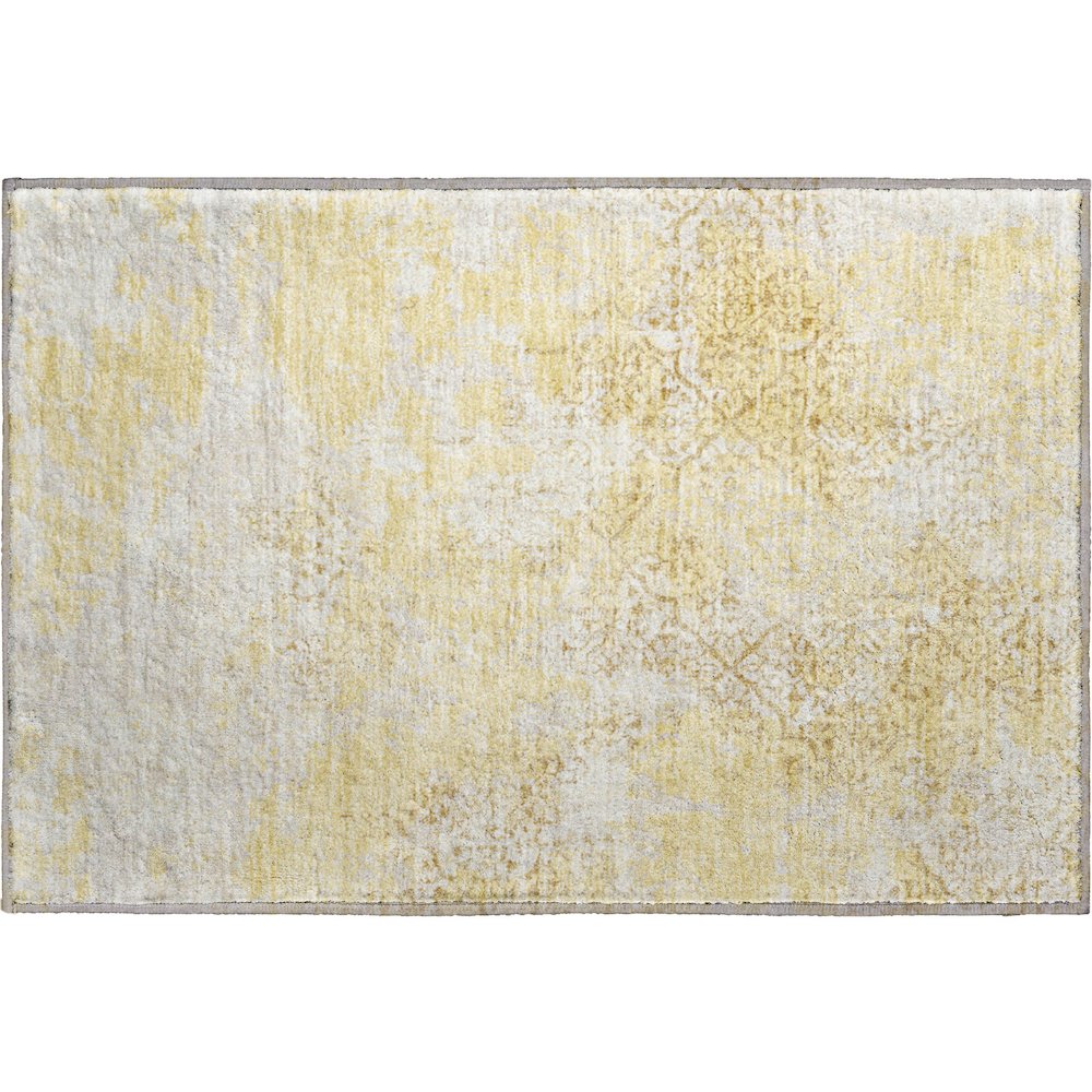 Premium Machine Washable Mayfield AMF769 Gold 1'8" x 2'6" Rug. Picture 1