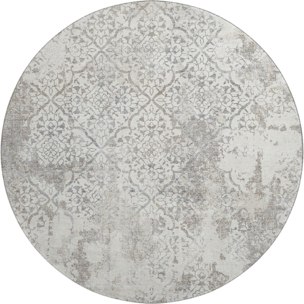 Premium Machine Washable Mayfield AMF769 Ivory 8' x 8' Round Rug. Picture 1