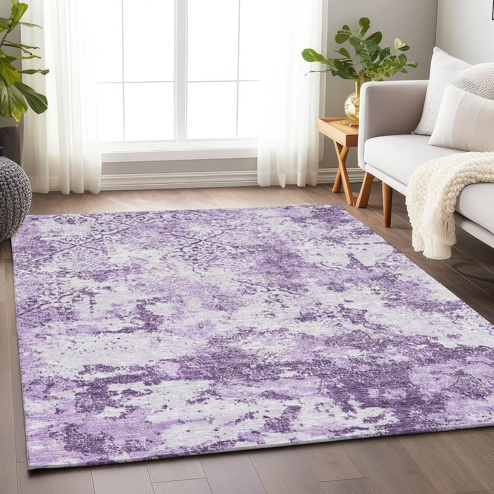 Premium Machine Washable Mayfield AMF769 Lavender 2'6" x 3'10" Rug. Picture 5