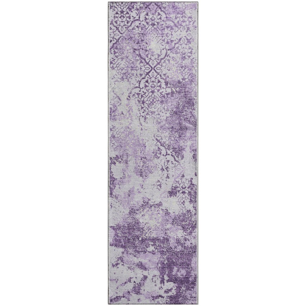 Premium Machine Washable Mayfield AMF769 Lavender 2'3" x 7'6" Runner Rug. Picture 1