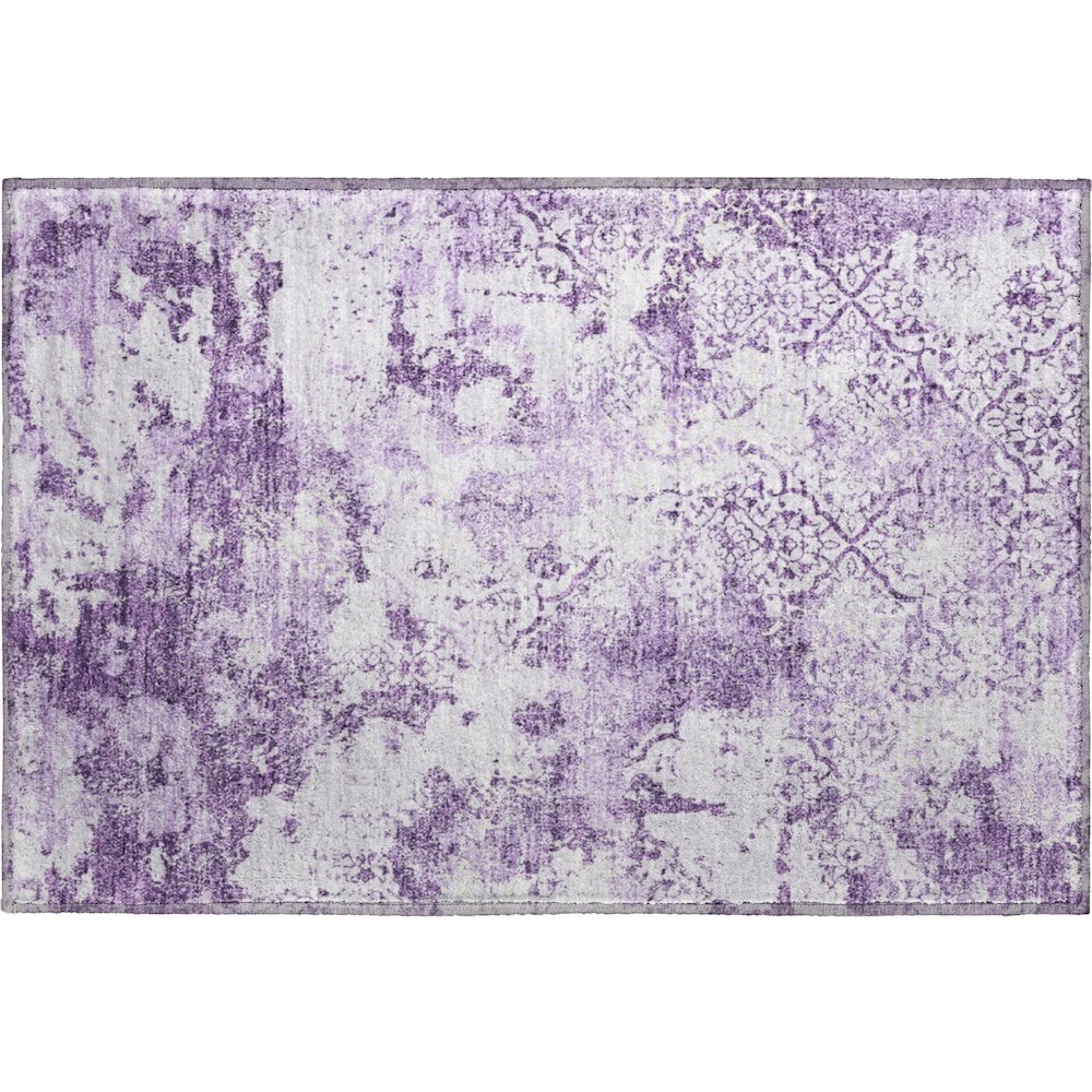 Premium Machine Washable Mayfield AMF769 Lavender 1'8" x 2'6" Rug. Picture 1