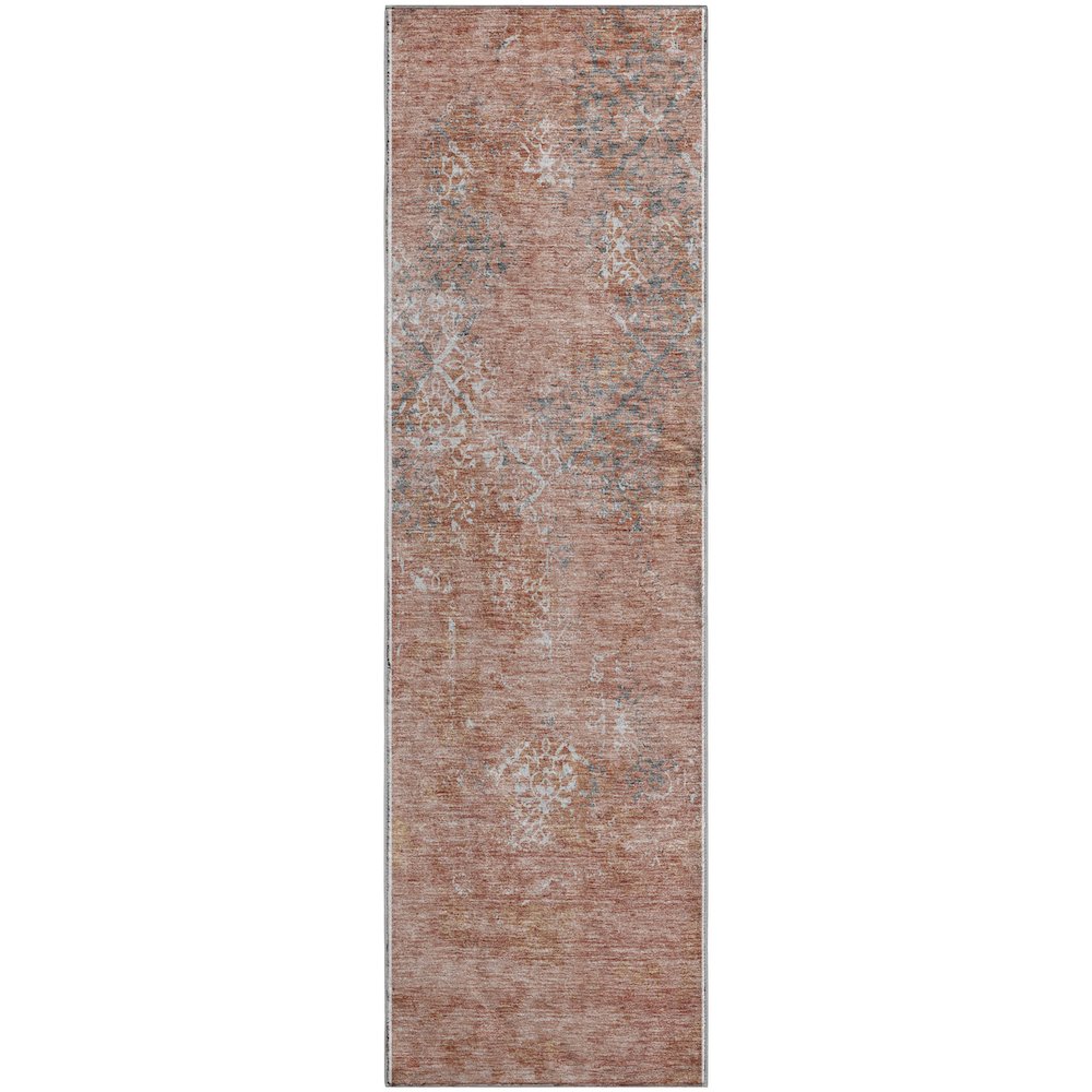 Premium Machine Washable Mayfield AMF769 Salmon 2'3" x 7'6" Runner Rug. Picture 1