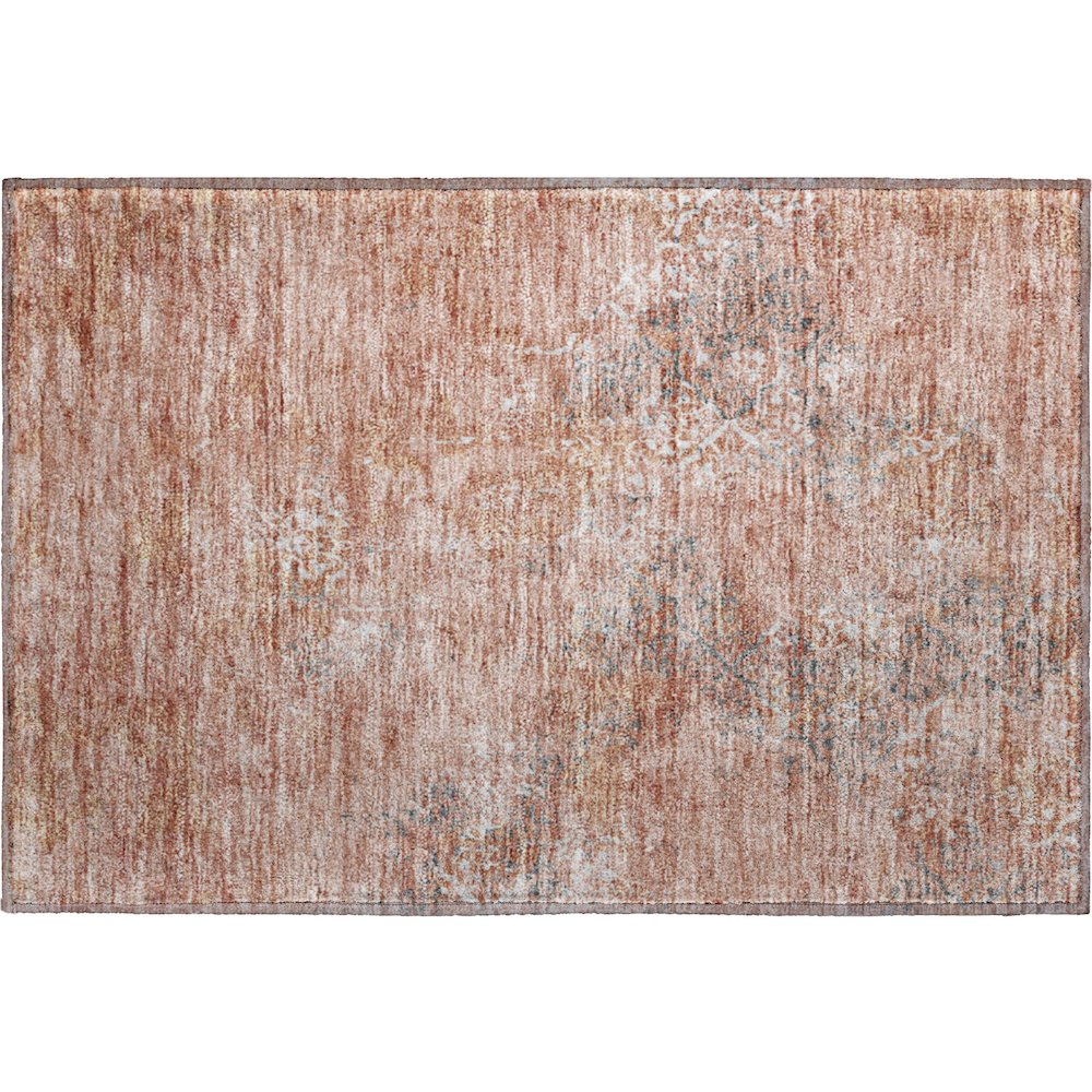 Premium Machine Washable Mayfield AMF769 Salmon 1'8" x 2'6" Rug. Picture 1