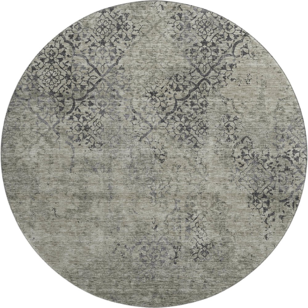 Premium Machine Washable Mayfield AMF769 Taupe 8' x 8' Round Rug. Picture 1