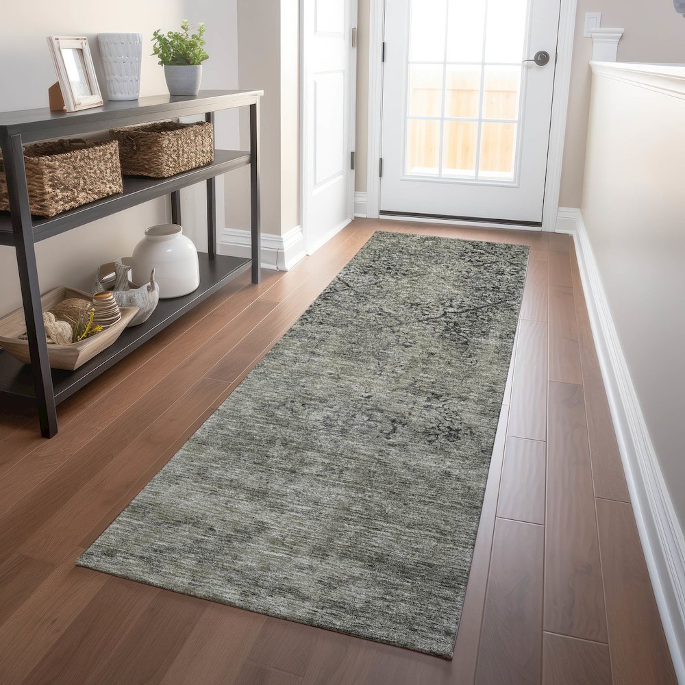 Premium Machine Washable Mayfield AMF769 Taupe 2'3" x 7'6" Runner Rug. Picture 5