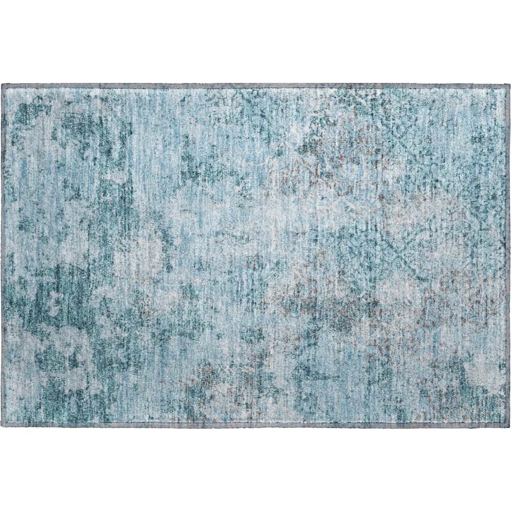 Premium Machine Washable Mayfield AMF769 Teal 1'8" x 2'6" Rug. Picture 1