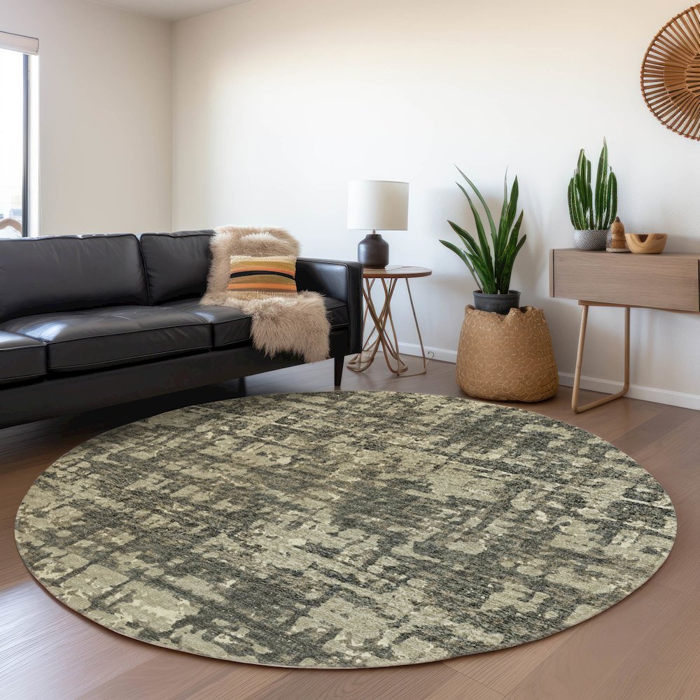 Premium Machine Washable Mayfield  Earth 8' x 8' Round Rug. Picture 5