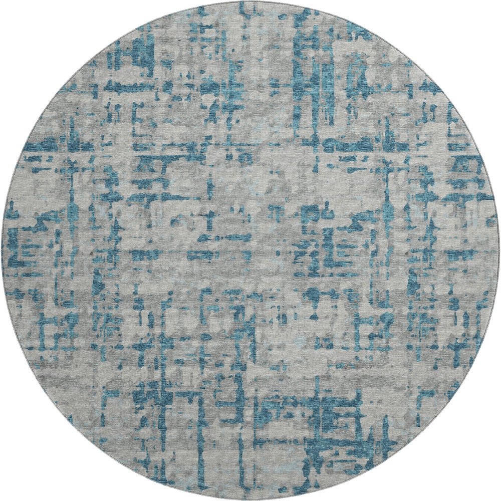 Premium Machine Washable Mayfield  Peacock 8' x 8' Round Rug. Picture 1