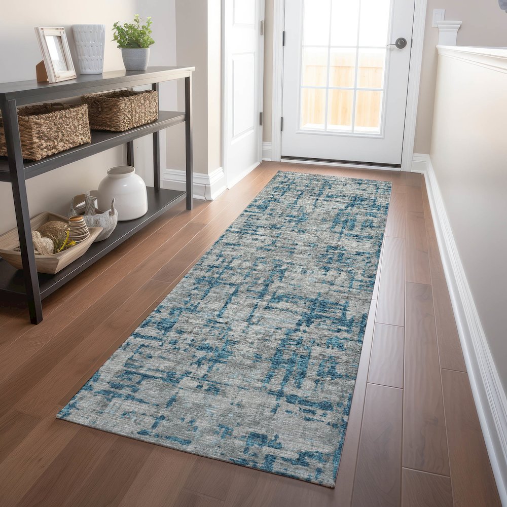 Premium Machine Washable Mayfield  Peacock 2'3" x 7'6" Runner Rug. Picture 5