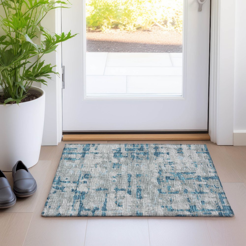Premium Machine Washable Mayfield  Peacock 1'8" x 2'6" Rug. Picture 5