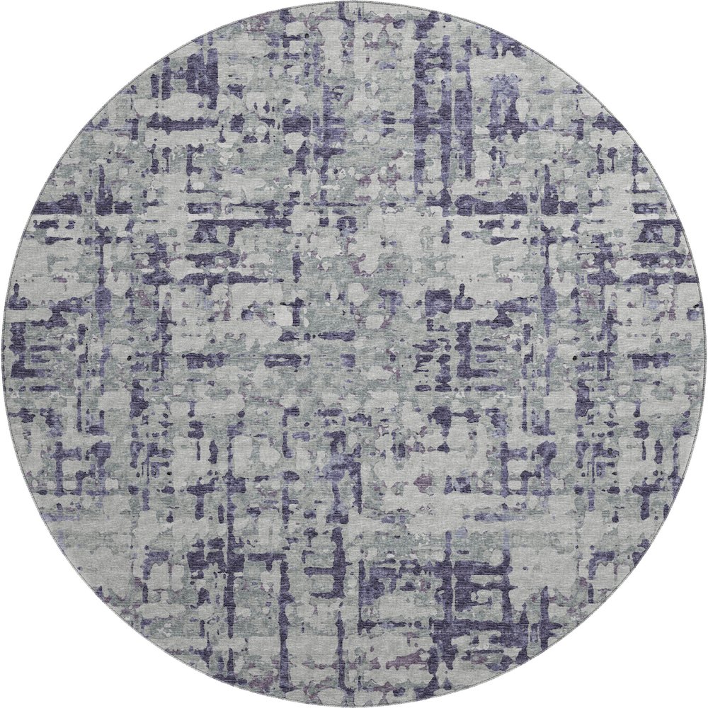 Premium Machine Washable Mayfield  Purple 8' x 8' Round Rug. Picture 1