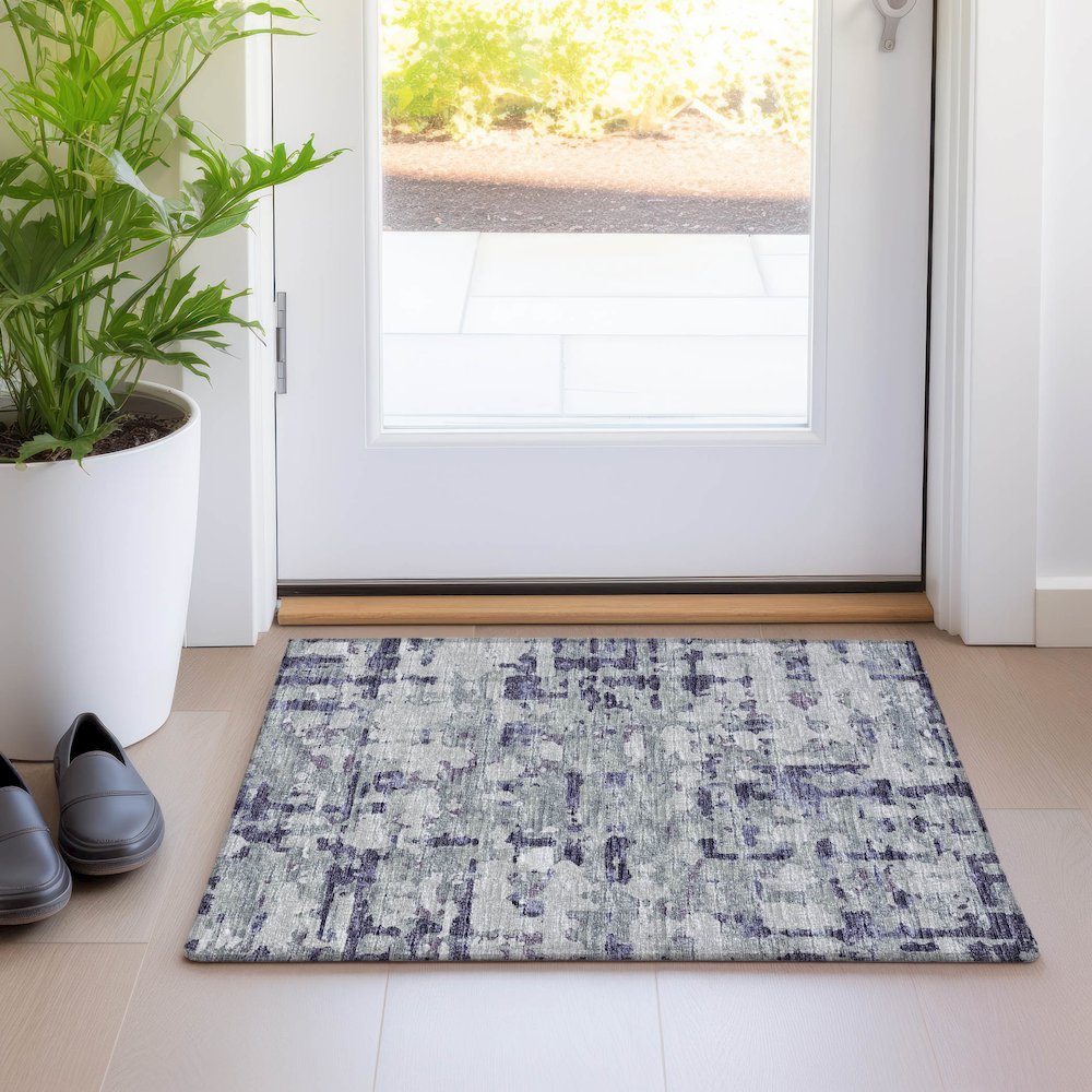 Premium Machine Washable Mayfield  Purple 1'8" x 2'6" Rug. Picture 5